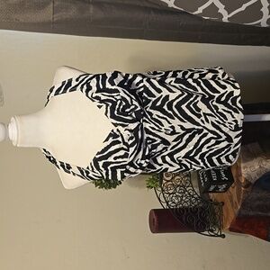 Catalina Black and White Zebra Halter Tankini Top